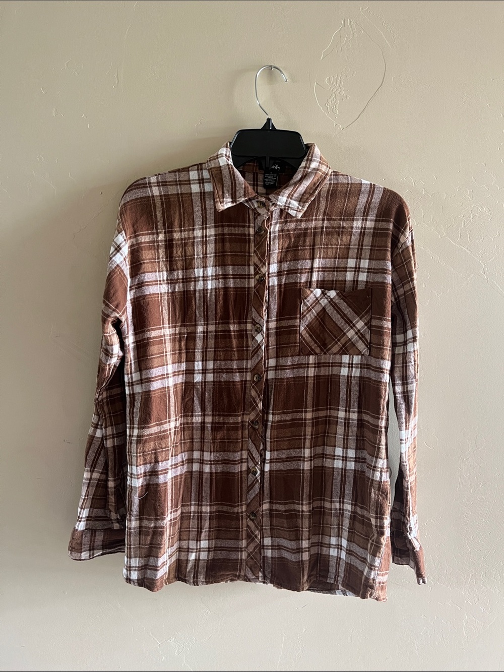 Brown Plaid Button-Up Shirt - Casual Flannel